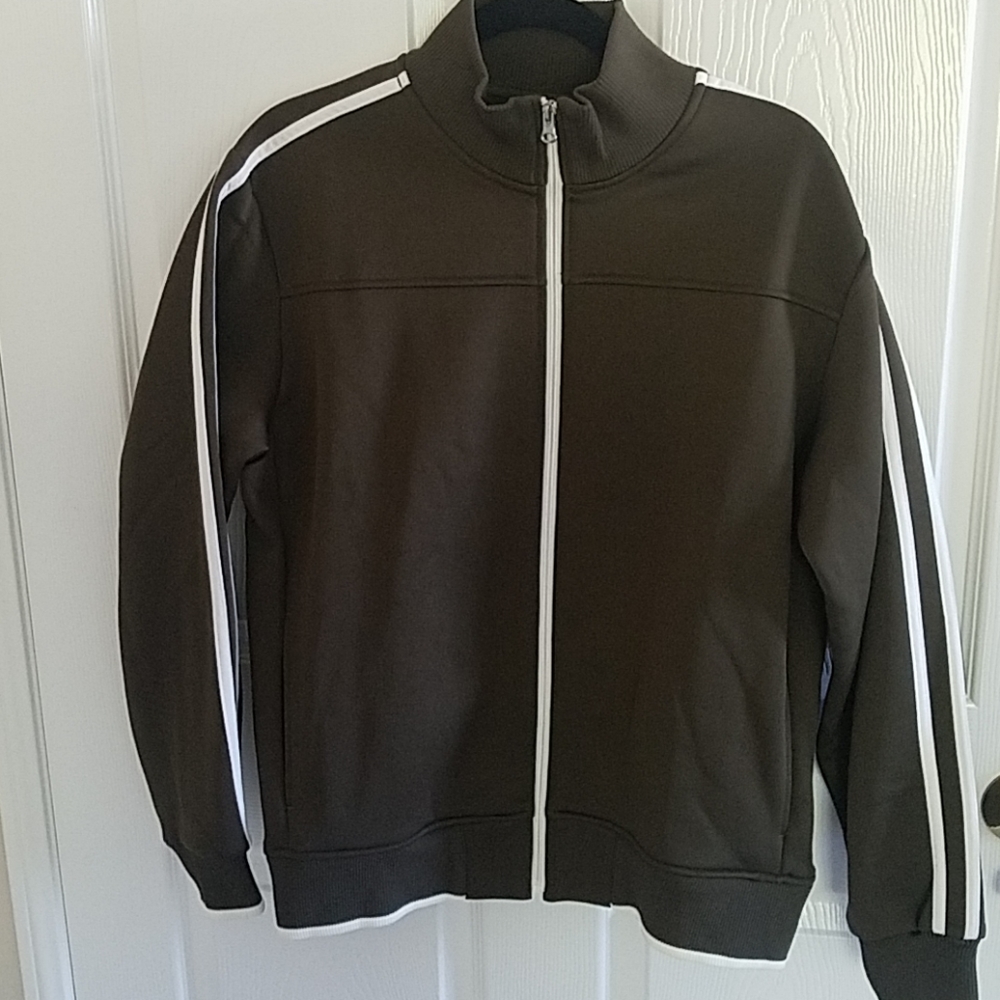 Coffee Brown White Arm Striped Baseball Jacket